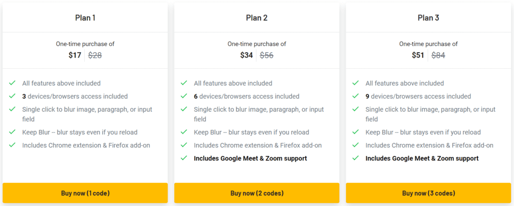 Blurweb App Review screenshot of pricing
