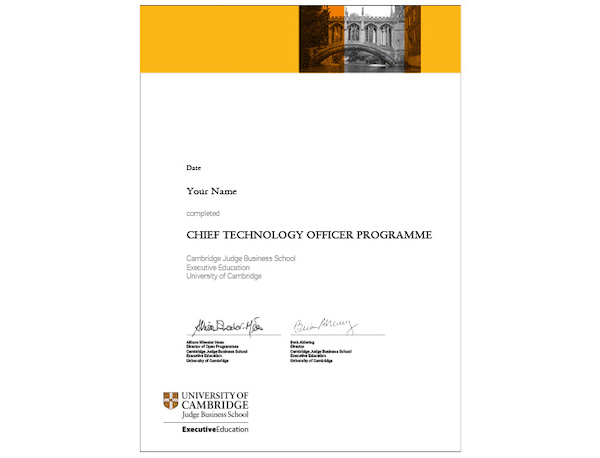 Cambridge CTO programme certificate