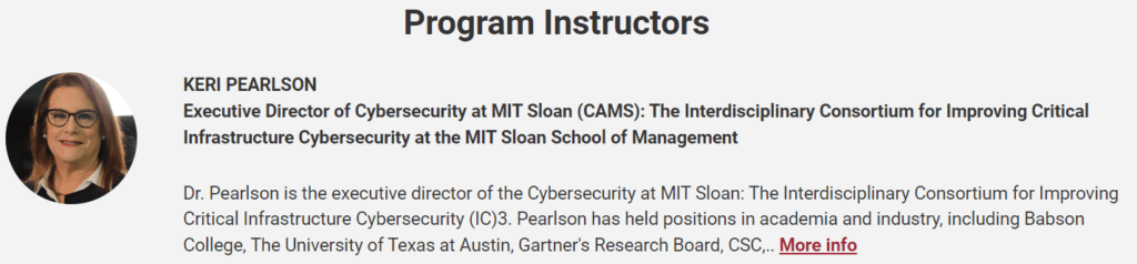 MIT xPro Cybersecurity certiciate faculty