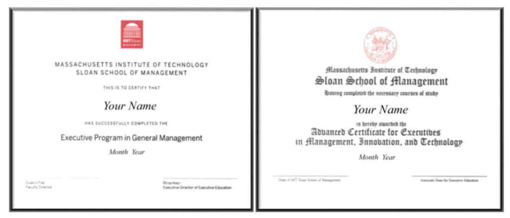 MIT Executive Program Certificate